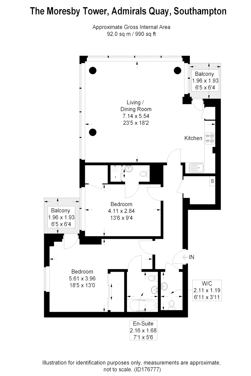 Floorplan of 2 bedroom  Property to rent, The Moresby Tower, Southampton, Hampshire, SO14