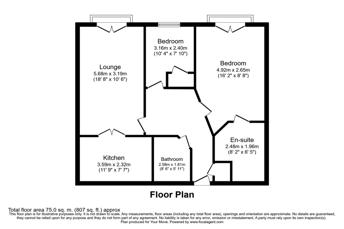 Floorplan of 2 bedroom  Property to rent, Harbour Ridge, Portsmouth, PO2