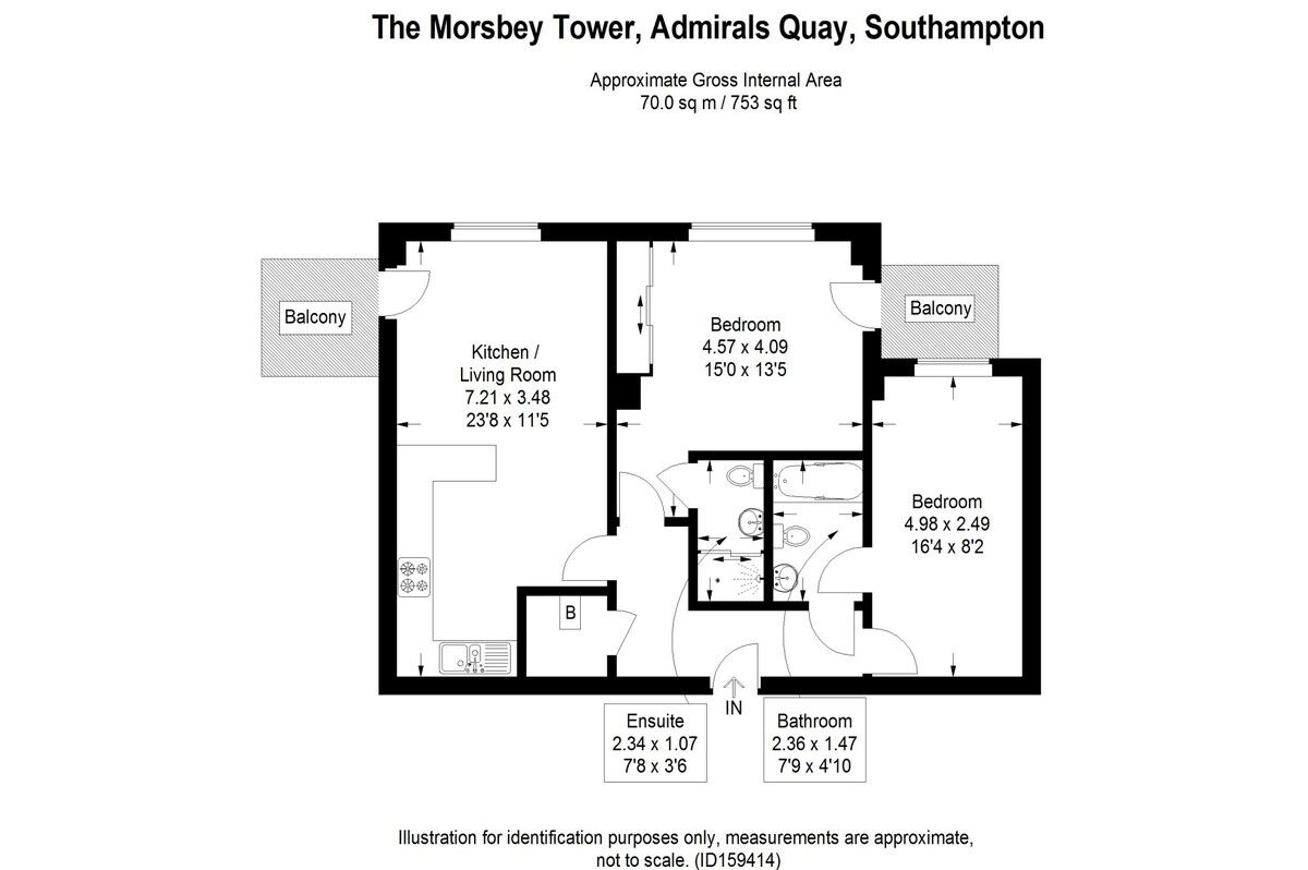 Floorplan of 2 bedroom  Property for sale, The Moresby Tower, Southampton, SO14